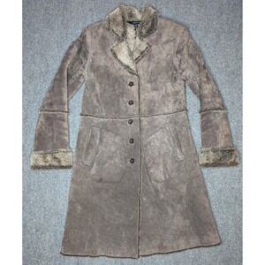 Express Vtg Y2K Penny Lane Jackets Women's Size Small Brown Faux Fur Lining